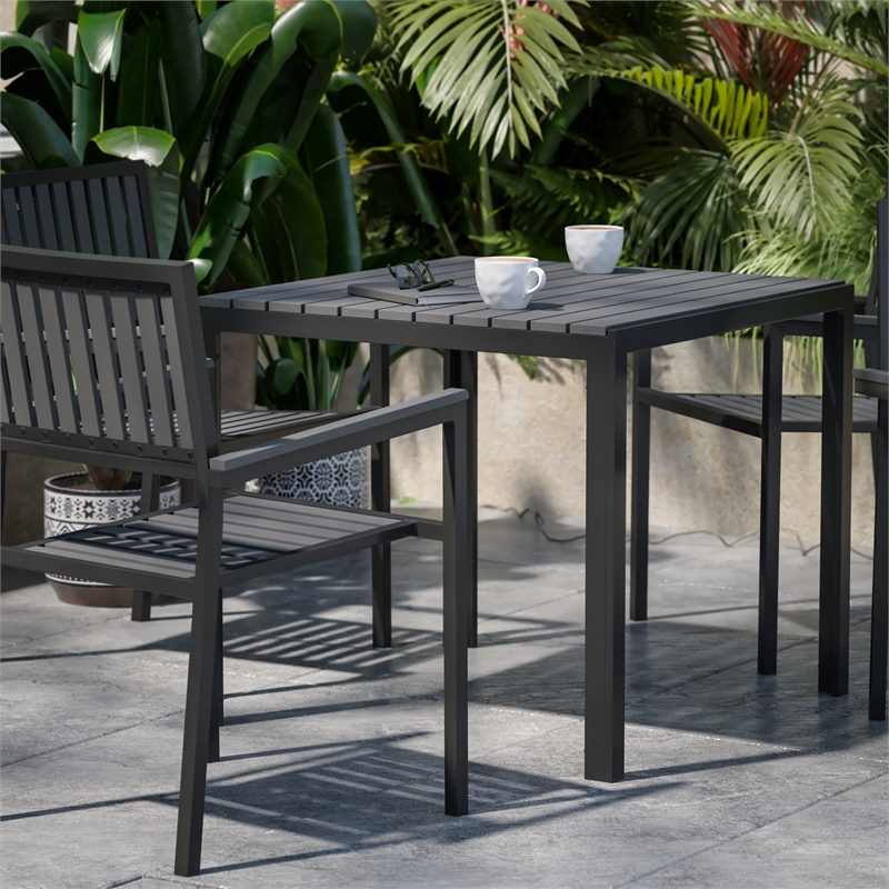Flash Furniture Harris 5-Piece Top Square Metal Table & Chairs Set in Black