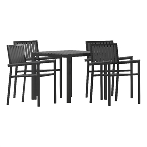 Flash Furniture Harris 5-Piece Top Square Metal Table & Chairs Set in Black