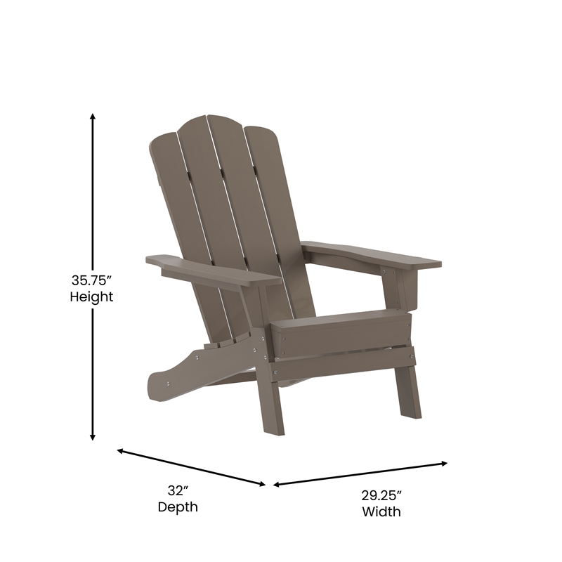 Flash Furniture Newport Plastic Adirondack Chair w/ Swiveling Cupholder in Brown
