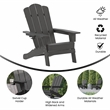 Flash Furniture Newport Plastic Adirondack Chair w/ Swiveling Cupholder in Gray