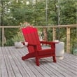 Flash Furniture Newport Plastic Adirondack Chair with Swiveling Cupholder in Red