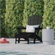 Flash Furniture Halifax Plastic Adirondack Chair with Pullout Ottoman in Black