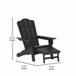 Flash Furniture Halifax Plastic Adirondack Chair with Pullout Ottoman in Black