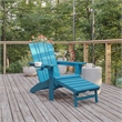 Flash Furniture Halifax Plastic Adirondack Chair with Pullout Ottoman in Blue