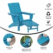 Flash Furniture Halifax Plastic Adirondack Chair with Pullout Ottoman in Blue