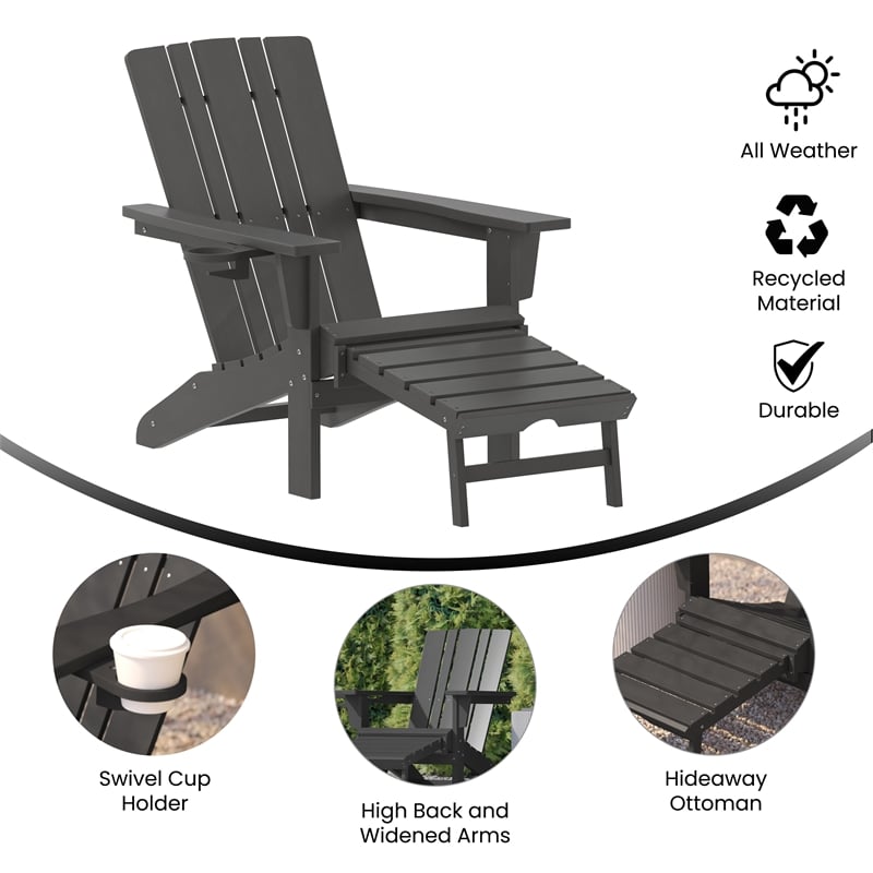 Plastic adirondack chair discount with pull out ottoman