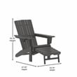 Flash Furniture Halifax Plastic Adirondack Chair with Pullout Ottoman in Gray