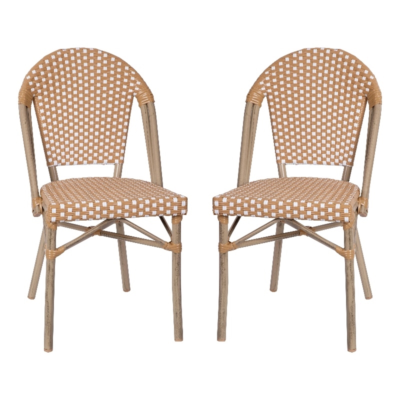 Flash Furniture Lourdes Paris Rattan Chairs in Natural/White (Set of 2)