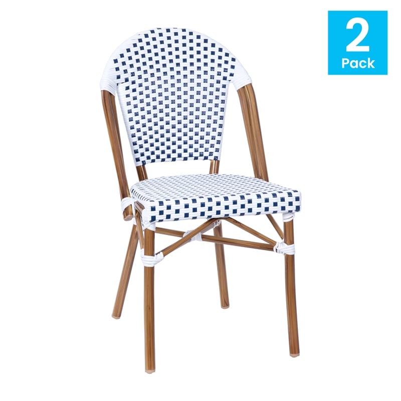 Flash Furniture Lourdes Paris Rattan Chairs in White/Gray (Set of 2)