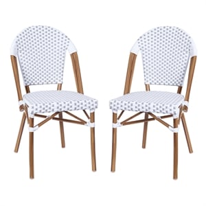 Flash Furniture Lourdes Paris Rattan Chairs in White/Gray (Set of 2)