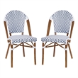 Flash Furniture Lourdes Paris Rattan Chairs in White/Navy (Set of 2)