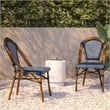 Flash Furniture Bordeaux Paris Rattan Chairs in Navy/White (Set of 2)