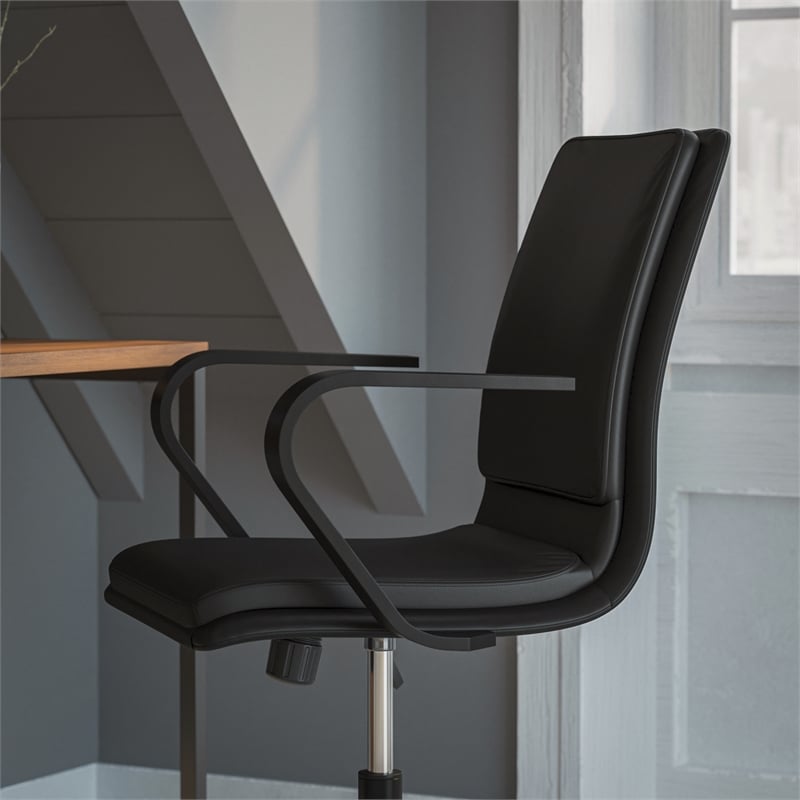 Flash Furniture James Faux Leather Swivel Office Chair in Black/Black
