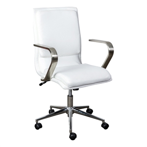 Flash Furniture James Faux Leather Swivel Office Chair in White/Chrome