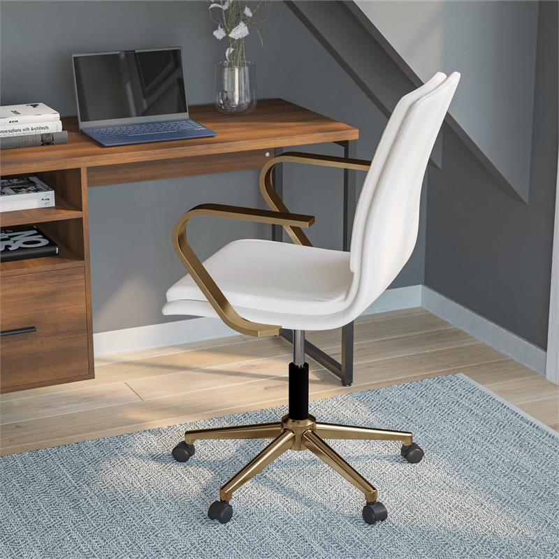 Flash furniture white best sale and gold office chair