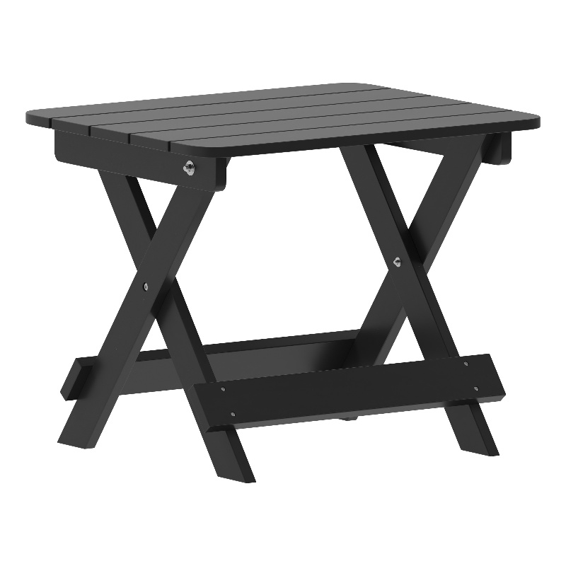 Flash Furniture Halifax Portable Plastic Folding Adirondack Side Table in Black