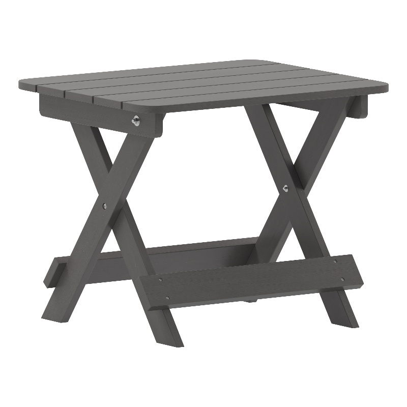 Flash Furniture Halifax Portable Plastic Folding Adirondack Side Table in Gray