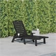 Flash Furniture Newport Plastic Outdoor Lounge Chair with Cup Holder in Black