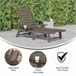 Flash Furniture Newport Plastic Outdoor Lounge Chair with Cup Holder in Brown