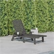 Flash Furniture Newport Plastic Outdoor Lounge Chair with Cup Holder in Gray