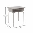 Flash Furniture Billie Metal Student Desk with Book Box in Granite Gray/Silver
