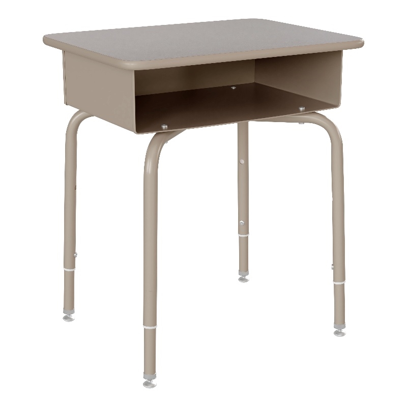 Flash Furniture Billie Metal Student Desk with Book Box in Granite Gray/Silver
