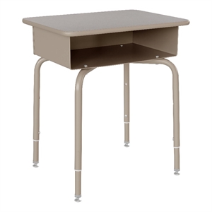 flash furniture billie metal student desk with book box in granite gray/silver