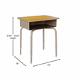 Flash Furniture Billie Metal Student Desk with Desktop/Book Box in Maple/Silver