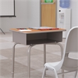 Flash Furniture Billie Metal Student Desk with Desktop/Book Box in Walnut/Silver