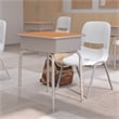 Flash Furniture Billie Metal Student Desk with Desktop/Book Box in Walnut/Silver
