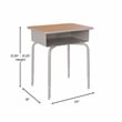 Flash Furniture Billie Metal Student Desk with Desktop/Book Box in Walnut/Silver