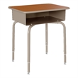 Flash Furniture Billie Metal Student Desk with Desktop/Book Box in Walnut/Silver