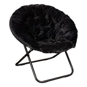 Flash Furniture Gwen XL Fabric Folding Saucer Chair in Black/Black