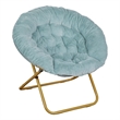 Flash Furniture Gwen XL Fabric Folding Saucer Chair in Dusty Aqua Blue/Soft Gold
