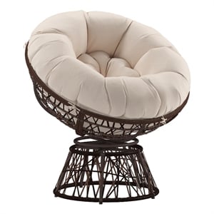 Flash Furniture Wicker / Rattan Swivel Patio Lounge Chair in Beige/Brown