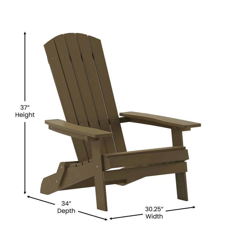 Flash Furniture Charlestown Plastic Folding Adirondack Chair in Mahogany