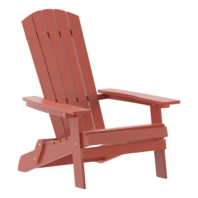 Flash Furniture Charlestown All-Weather Plastic Folding Adirondack Chair in Red