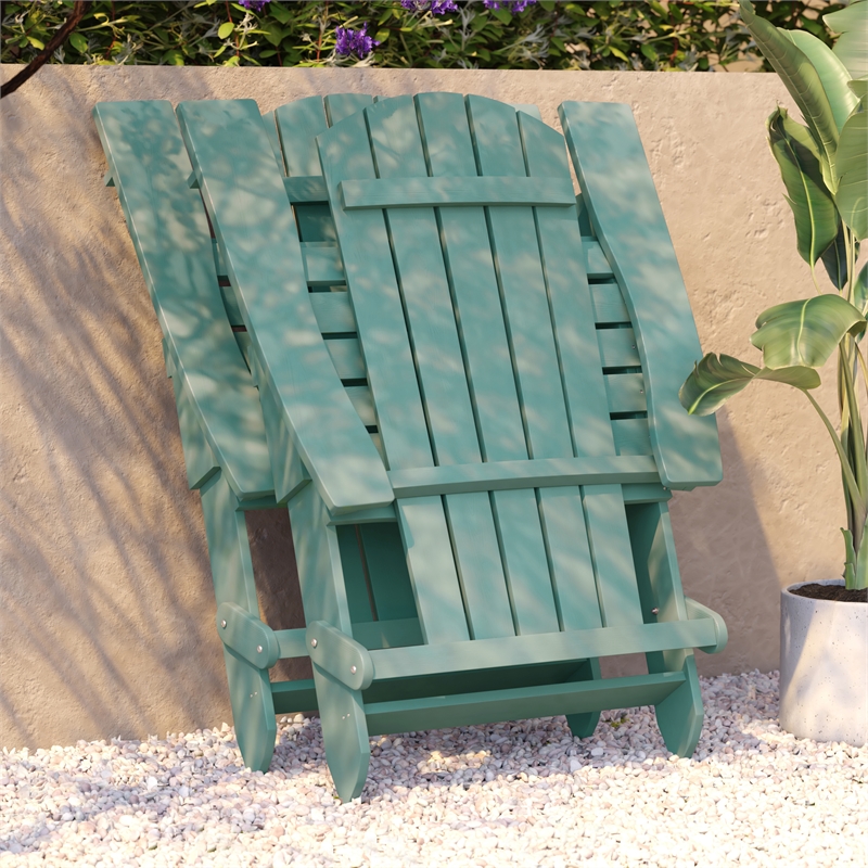 Flash Furniture Charlestown Plastic Folding Adirondack Chair in Sea Foam Green