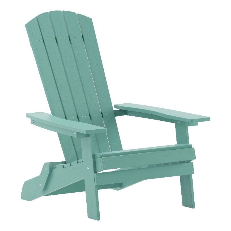 Flash Furniture Charlestown Plastic Folding Adirondack Chair in Sea Foam Green