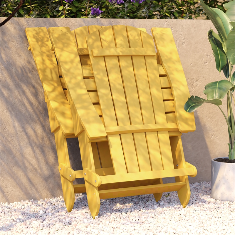 Flash Furniture Charlestown Plastic Folding Adirondack Chair in Yellow