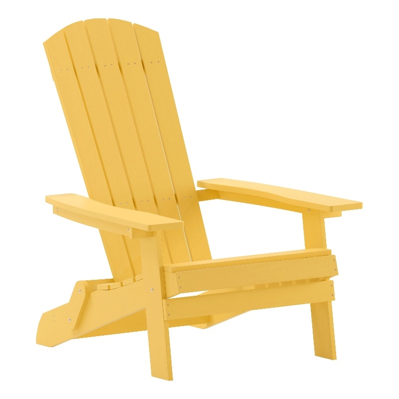 Flash Furniture Charlestown Plastic Folding Adirondack Chair in Yellow
