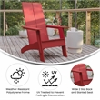 Flash Furniture Sawyer Dual Slat Back Plastic Adirondack Patio Chair in Red