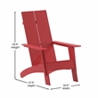 Flash Furniture Sawyer Dual Slat Back Plastic Adirondack Patio Chair in Red