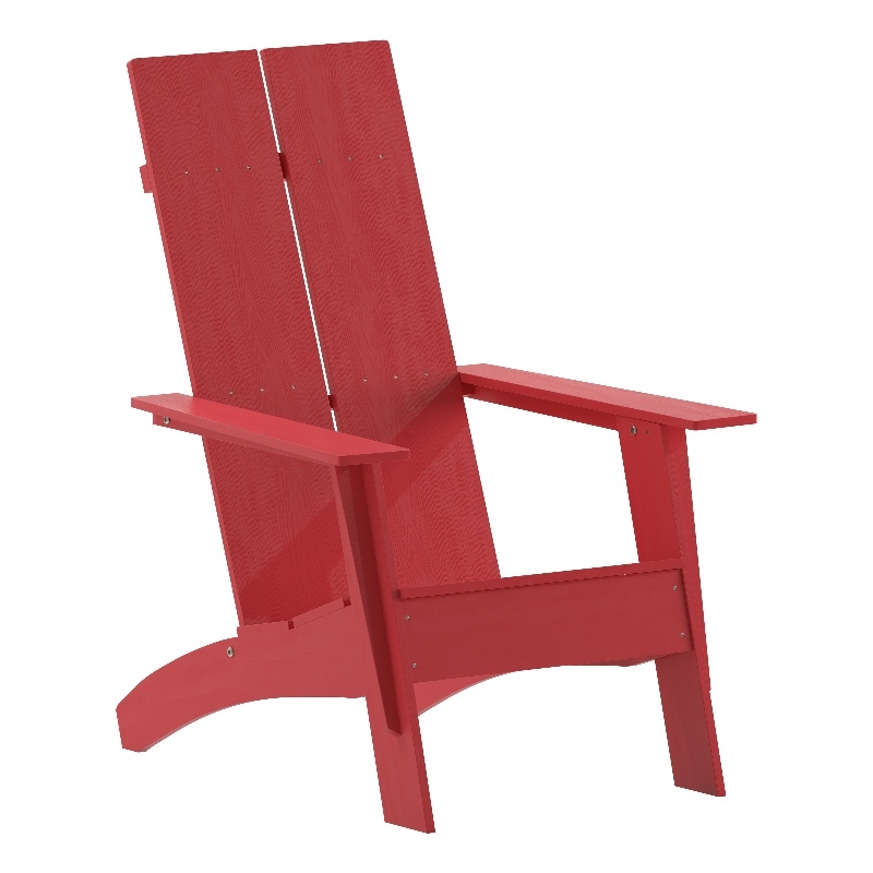 Flash Furniture Sawyer Dual Slat Back Plastic Adirondack Patio Chair in Red