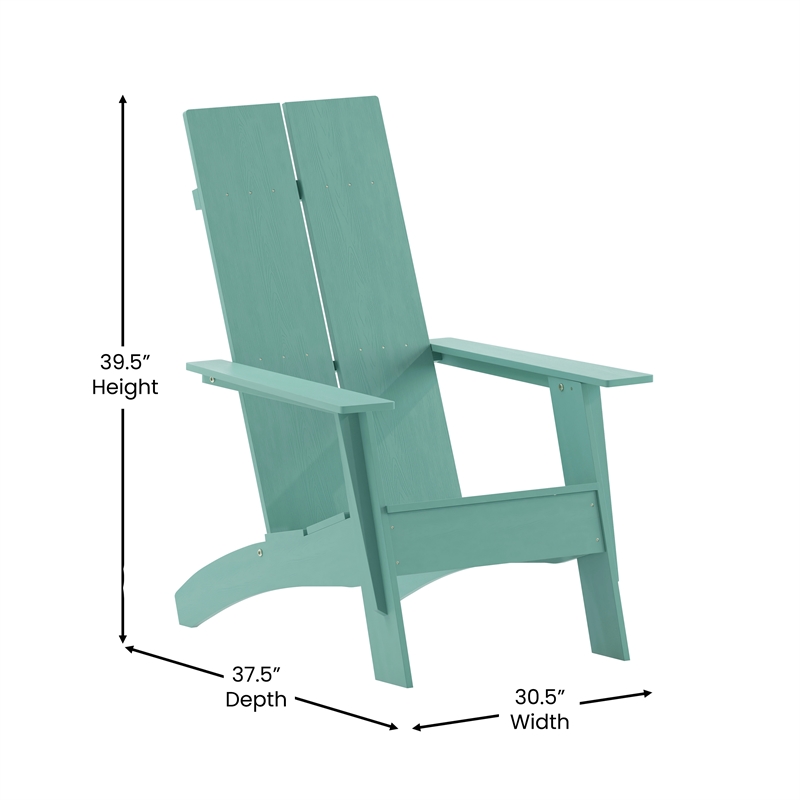 Flash Furniture Sawyer Dual Slat Back Plastic Adirondack Patio Chair in Green