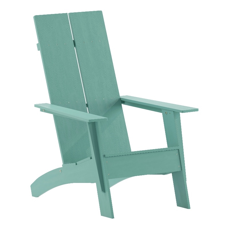 Flash Furniture Sawyer Dual Slat Back Plastic Adirondack Patio Chair in Green