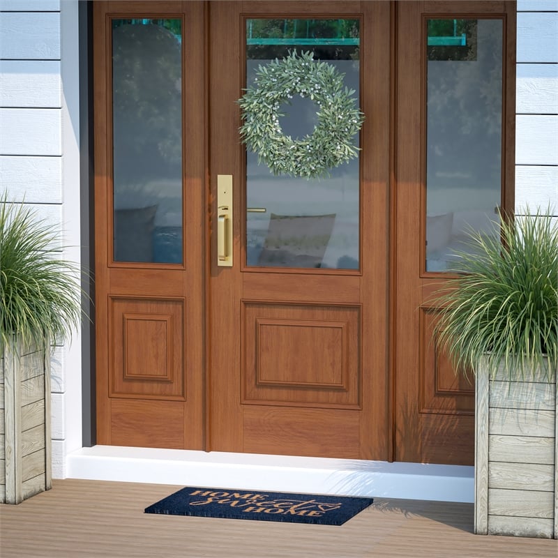 Flash Furniture Harbold Home Sweet Home Message Coir Wood Fiber Doormat in Navy