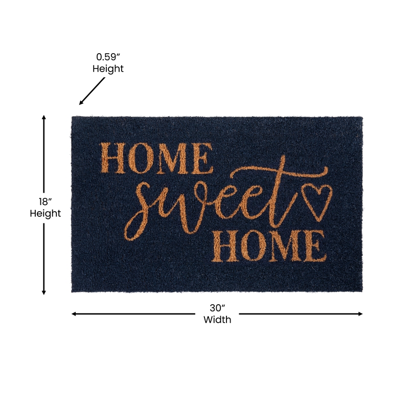 Flash Furniture Harbold Home Sweet Home Message Coir Wood Fiber Doormat in Navy