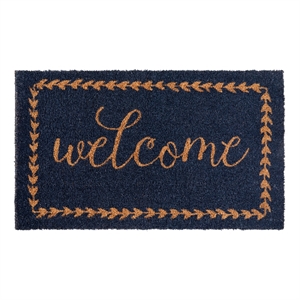 Flash Furniture Harbold Welcome Message Coir Wood Fiber Doormat in Navy/Natural