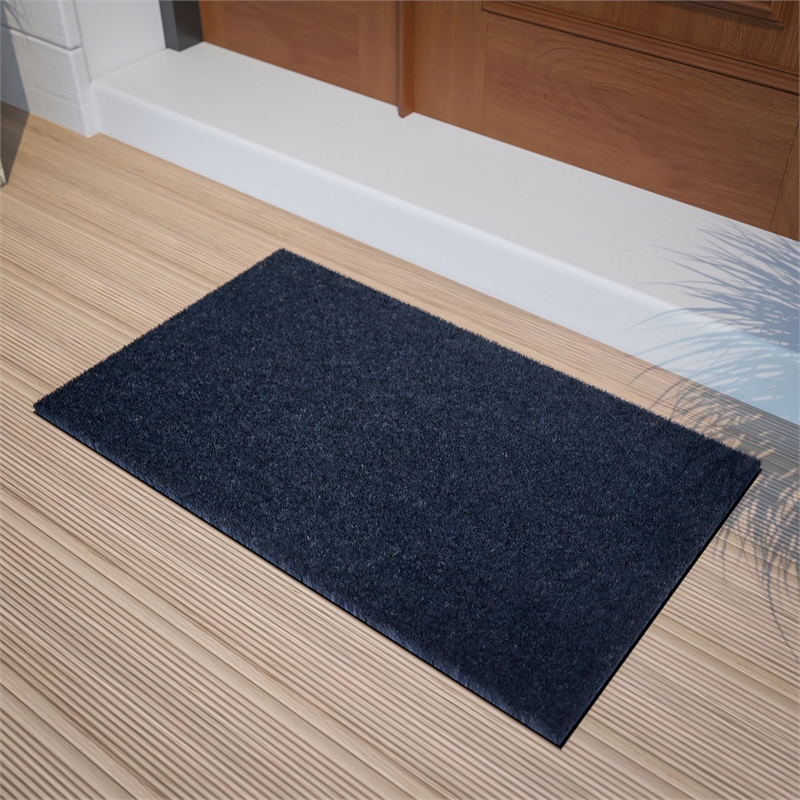 Flash Furniture Harbold Coir Wood Fiber Entryway Doormat in Navy